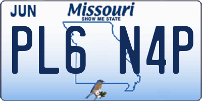 MO license plate PL6N4P