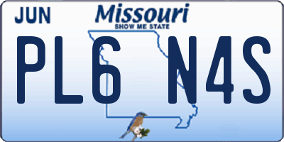 MO license plate PL6N4S