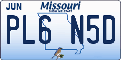 MO license plate PL6N5D