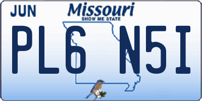 MO license plate PL6N5I