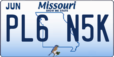 MO license plate PL6N5K