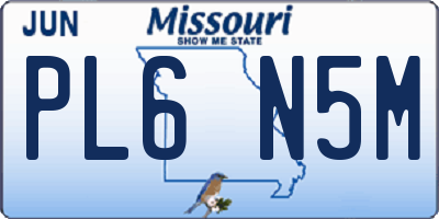 MO license plate PL6N5M