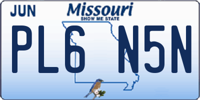 MO license plate PL6N5N