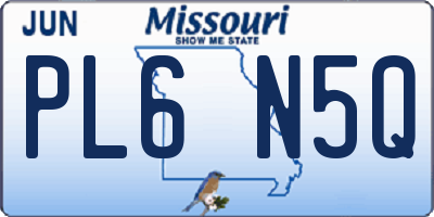 MO license plate PL6N5Q