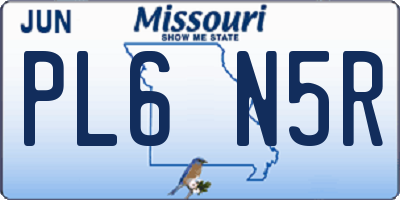 MO license plate PL6N5R