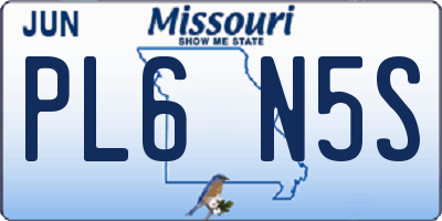MO license plate PL6N5S