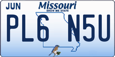 MO license plate PL6N5U