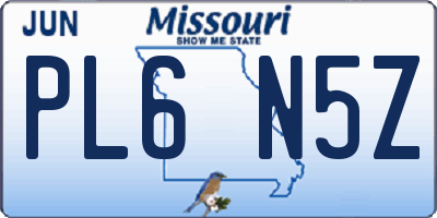 MO license plate PL6N5Z