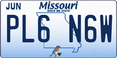 MO license plate PL6N6W
