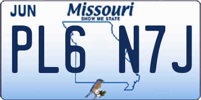MO license plate PL6N7J