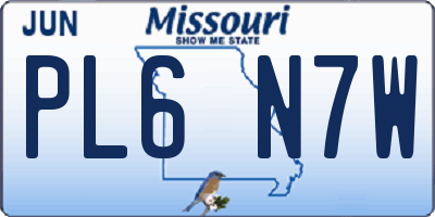 MO license plate PL6N7W