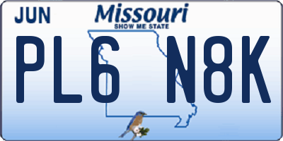 MO license plate PL6N8K