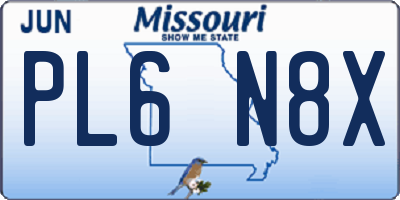 MO license plate PL6N8X