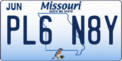 MO license plate PL6N8Y