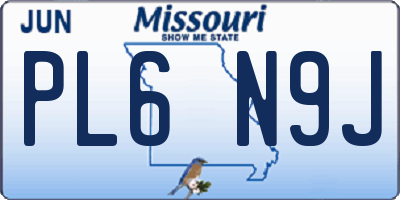 MO license plate PL6N9J