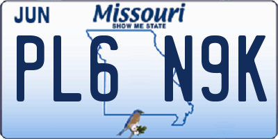 MO license plate PL6N9K