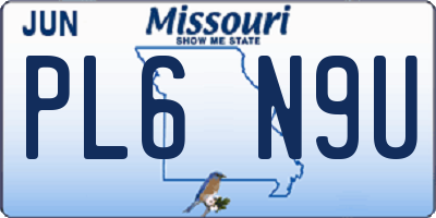 MO license plate PL6N9U