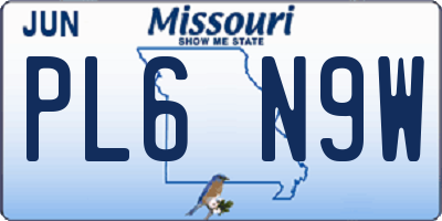 MO license plate PL6N9W