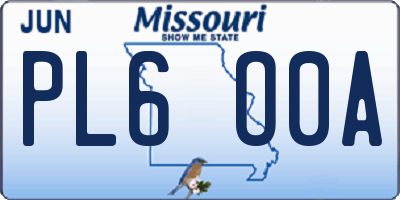 MO license plate PL6O0A
