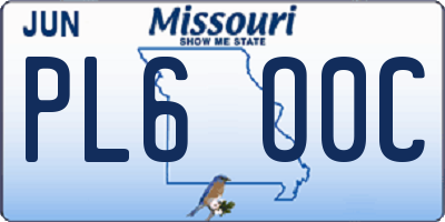 MO license plate PL6O0C