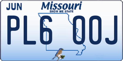MO license plate PL6O0J