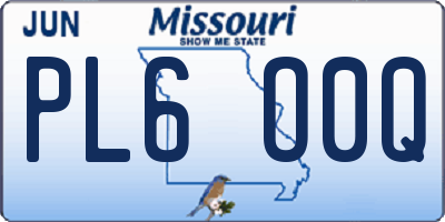 MO license plate PL6O0Q
