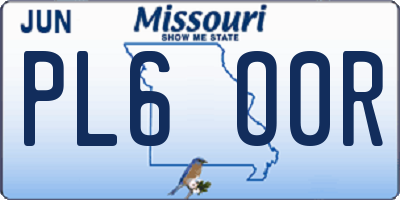 MO license plate PL6O0R
