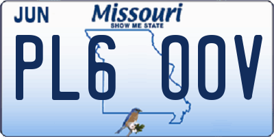 MO license plate PL6O0V