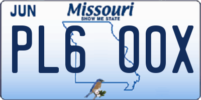 MO license plate PL6O0X