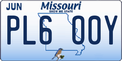 MO license plate PL6O0Y