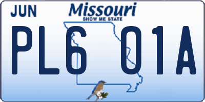 MO license plate PL6O1A