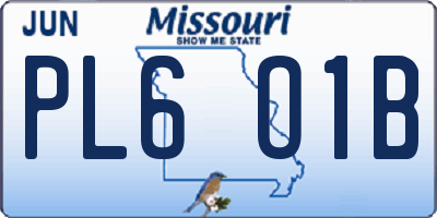 MO license plate PL6O1B