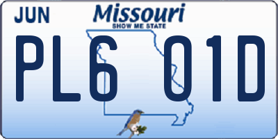 MO license plate PL6O1D