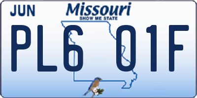 MO license plate PL6O1F