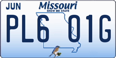 MO license plate PL6O1G