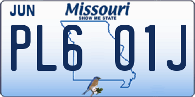 MO license plate PL6O1J