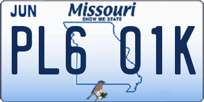 MO license plate PL6O1K
