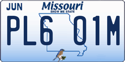 MO license plate PL6O1M