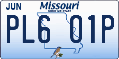 MO license plate PL6O1P