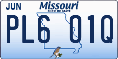 MO license plate PL6O1Q