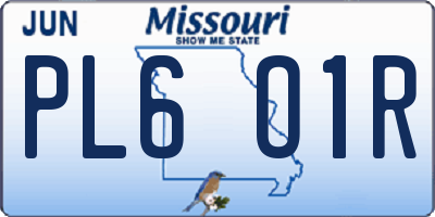 MO license plate PL6O1R