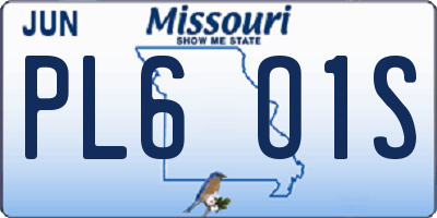 MO license plate PL6O1S