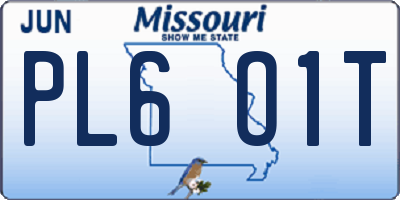 MO license plate PL6O1T