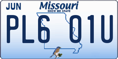 MO license plate PL6O1U