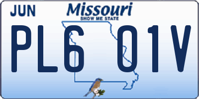 MO license plate PL6O1V