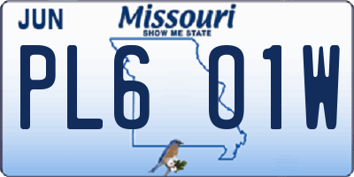 MO license plate PL6O1W