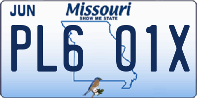 MO license plate PL6O1X