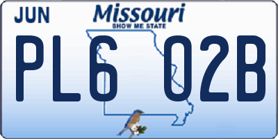 MO license plate PL6O2B