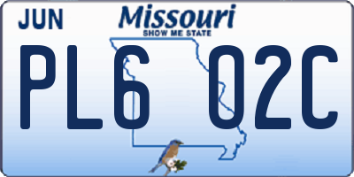 MO license plate PL6O2C