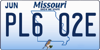 MO license plate PL6O2E